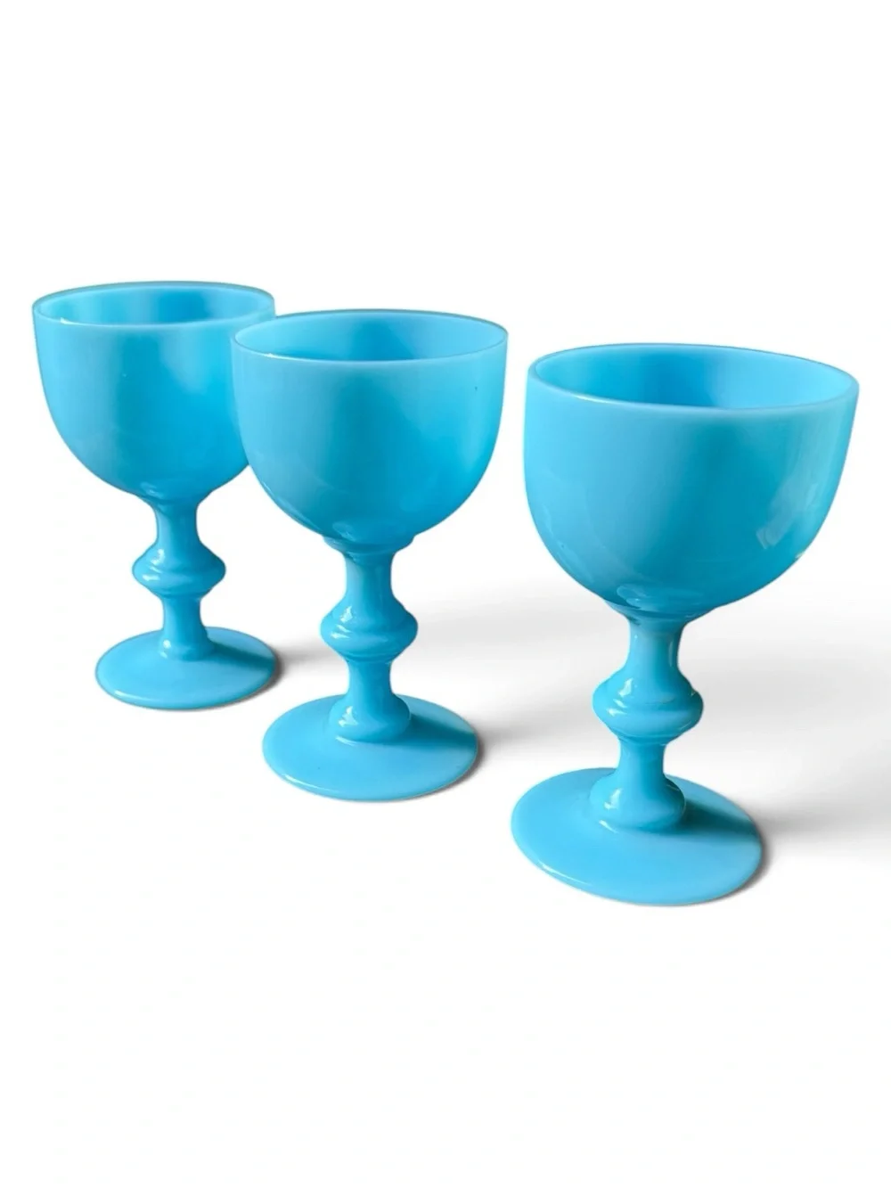 VINTAGE PORTIEUX VALLERYSTHAL BLUE OPALINE WINE GLASSES